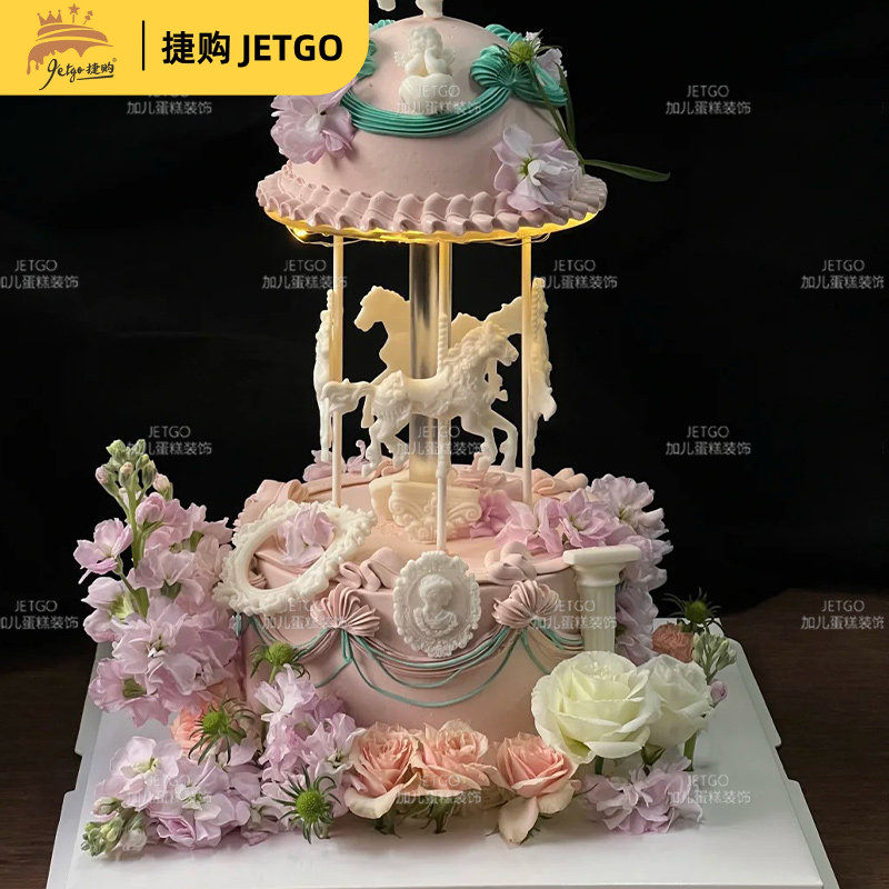 ins网红自动旋转木马蛋糕回转寿司机点心转转机带音乐自动回旋台