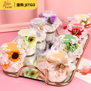 蕾丝布丁杯封口布森系花朵装饰绑带婚礼装饰甜品台摆件布丁瓶丝带