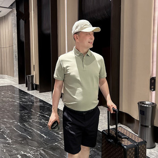 爸爸装 中年男士 夏季 polo衫 翻领纯色百搭商务休闲t恤 短袖 2025新款