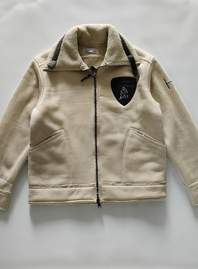 全新hydrogen正品男羊羔毛夹克外套秋冬加厚拉链翻领上衣加绒短款