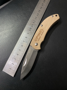 op欧皮5号M390不锈钢榉木挂腰式 户外折叠刀野营便携高硬度削皮刀