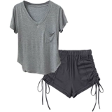Комплект, спортивная футболка, V-образный вырез, высокая талия