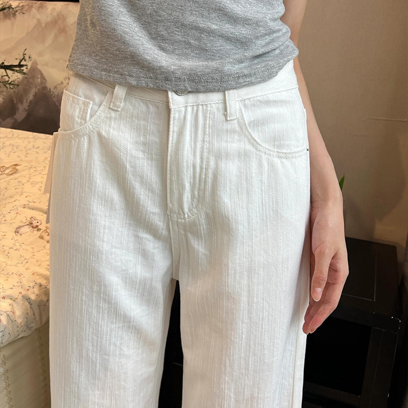 宽松直筒白色牛仔裤女2026新款大码高腰显瘦阔腿裤美式垂感拖地裤,女装/女士精品,大码裤装,淘宝优惠券,粉丝福利购,淘宝优惠卷