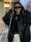 黑色pu皮衣外套女小个子高级美式 皮夹克短款 机车服 新款 2026春秋季