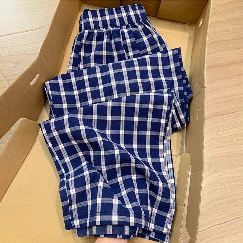 蓝色格子休闲裤女春夏新款胖妹妹mm梨型身材高腰宽松显瘦阔腿长裤,女装/女士精品,大码裤装,淘宝优惠券,粉丝福利购,淘宝优惠卷