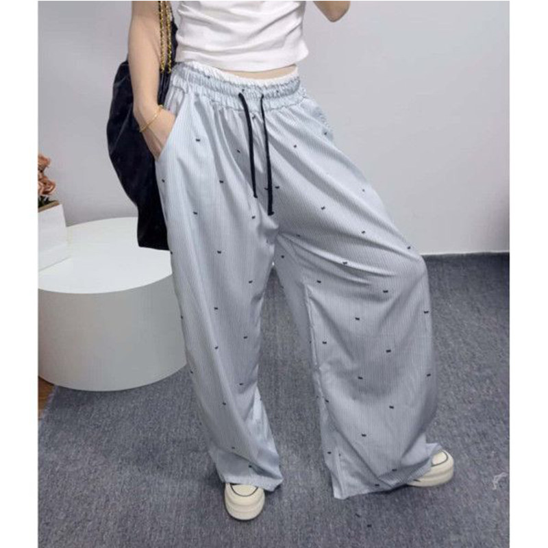 蝴蝶结印花条纹休闲裤女春夏季薄款慵懒风速干阔腿裤情侣百搭长裤,女装/女士精品,大码裤装,淘宝优惠券,粉丝福利购,淘宝优惠卷