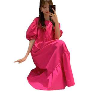 大码女装连衣裙女2026夏季胖mm森系超仙泡泡袖宽松显瘦减龄中长裙