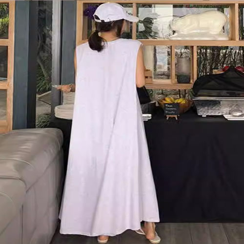 无袖纯棉连衣裙女韩版宽松大码