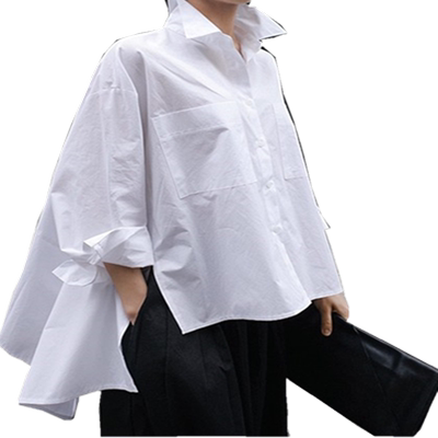 新款宽松斗篷型时尚风白色衬衫