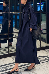 衬衫 长袖 连衣裙女中长款 韩版 休闲系带衬衣裙子潮 夏装 宽松大码 新款