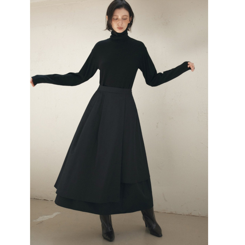 春夏秋新款极简风黑色高腰半身裙