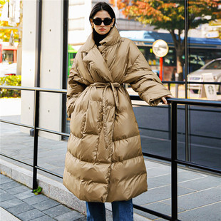 冬装新款棉衣女中长款时尚外套女韩版宽松大码系带棉服加厚棉袄潮