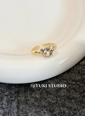 可爱爆闪KT猫闪钻无边框戒指小众设计精致可调节食指戒指环