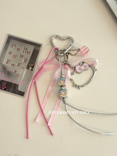 甜酷风银粉蝴蝶结kitty猫包包挂件可爱包包挂饰钥匙扣装饰