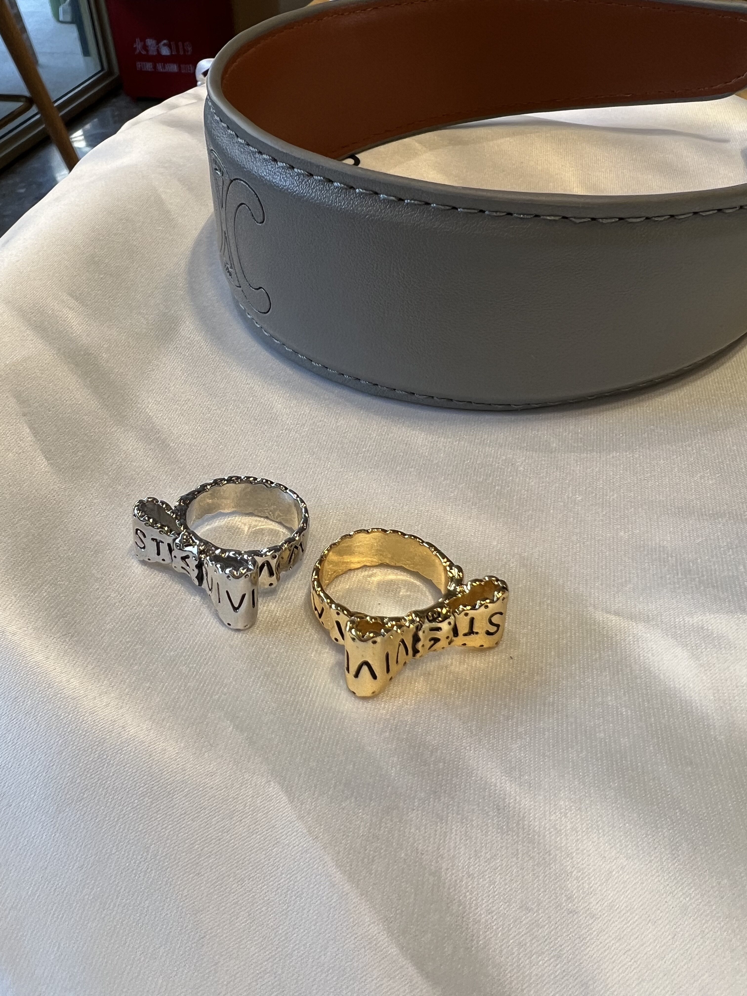 3art 日本设计师vw薇薇安蝴蝶结纯铜镀金 刻字少女戒指女夏季