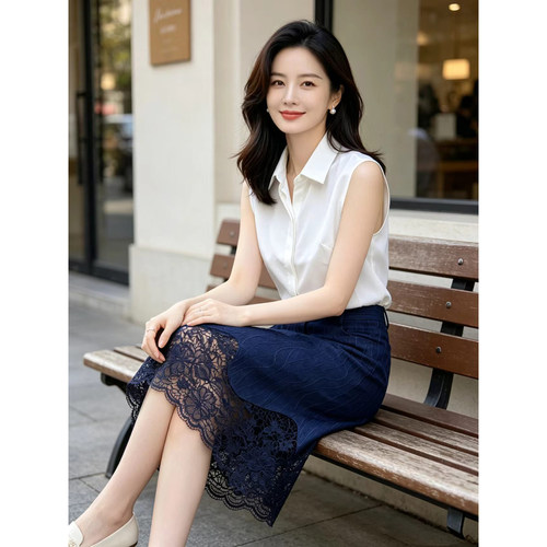 M.HITI蕾丝拼接牛仔半裙H1Q538M