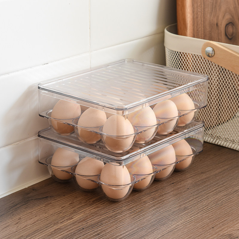 井柚冰箱鸡蛋收纳盒家用塑料透明摔不坏鸡蛋保鲜盒厨房鸡蛋架双层,收纳整理,食物收纳盒,淘宝优惠券,粉丝福利购,淘宝优惠卷