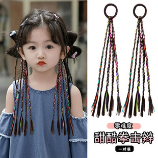 甜酷拳击辫新款儿童假发辫子不伤发发圈小女孩发绳头饰麻花辫发饰