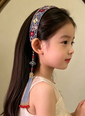 儿童汉服发箍女童古风刺绣流苏头箍发夹发卡中国风表演头饰发饰品