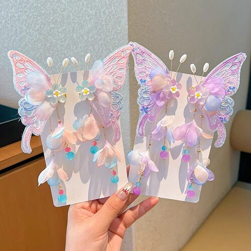 儿童超仙古风发饰蝴蝶超仙汉服头饰发夹公主风小女孩流苏女童发卡