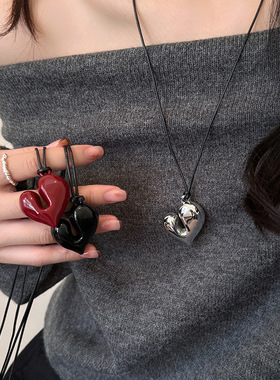 简约银色水滴钛钢项链女2025新款高级感不掉色长款毛衣链装饰配饰