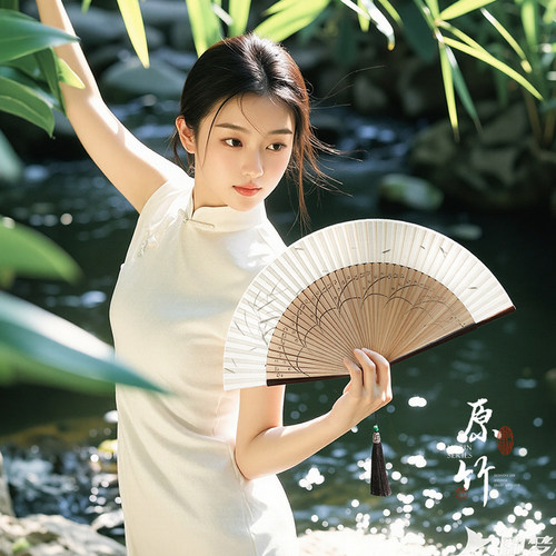 汉服旗袍扇子古风折扇新中式女扇中国风扇折叠跳舞专用古典小扇子
