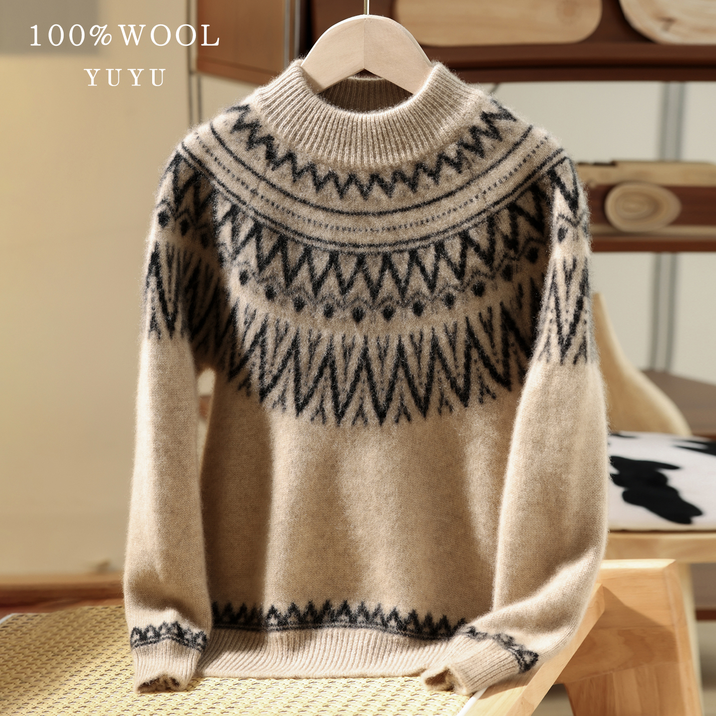 儿童男女费尔岛100%羊毛衫秋冬季