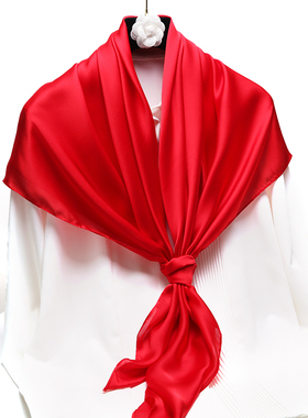110x真丝大红色围巾本命年过年喜庆丝巾高档送妈妈长辈礼物披肩女