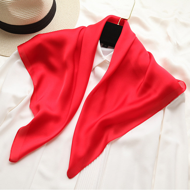 本命年大红色中方巾中国红丝巾婚礼新娘披肩团队订购logo职业礼仪