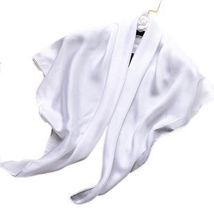 90厘米中方巾女本白色时尚丝巾百搭围脖洋气披肩度假拍照防晒围巾