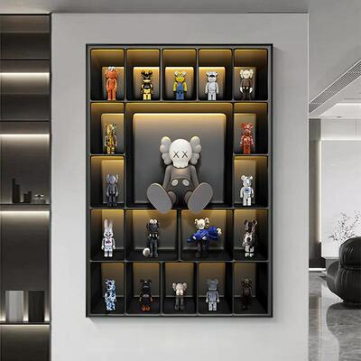 潮牌kaws玄关画高级感铝合金潮流装饰画壁画客厅现代轻奢ins墙画