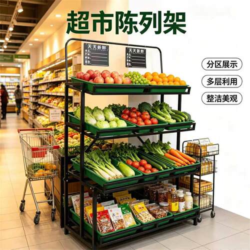 超市蔬果展示架可拆装金属材质