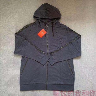 李宁正品 连帽卫衣加肥运动服5X6X7X8X春秋外套开衫 黑色大码 男款