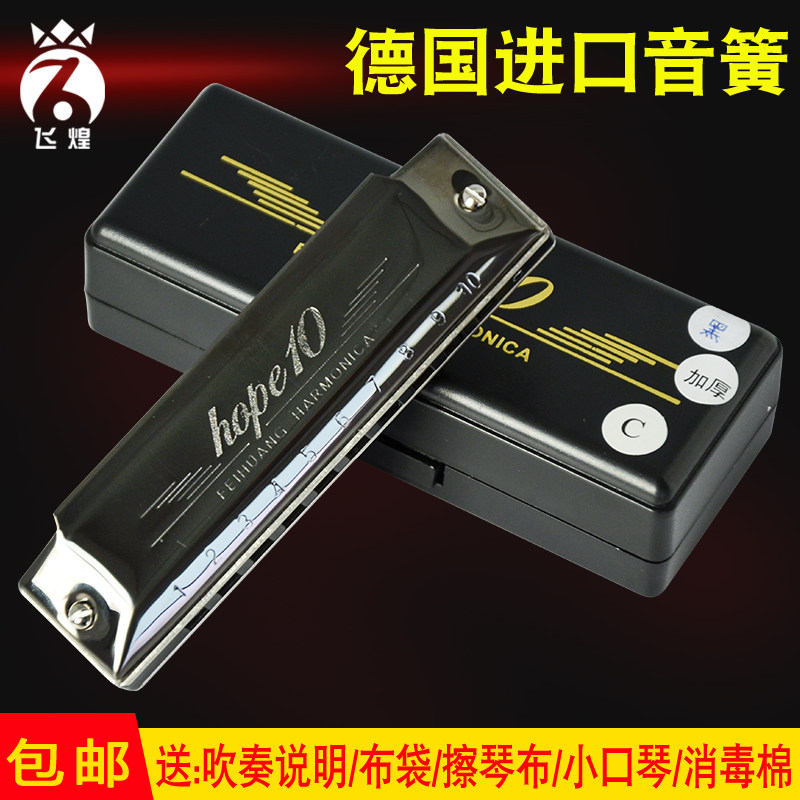 德国进口音簧飞煌10孔布鲁斯口琴F103十孔口琴C/A/B/D/E/F/G#12调