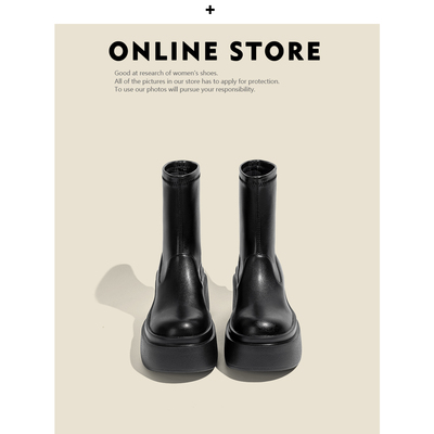 2025新款真皮厚底瘦瘦靴增高靴子