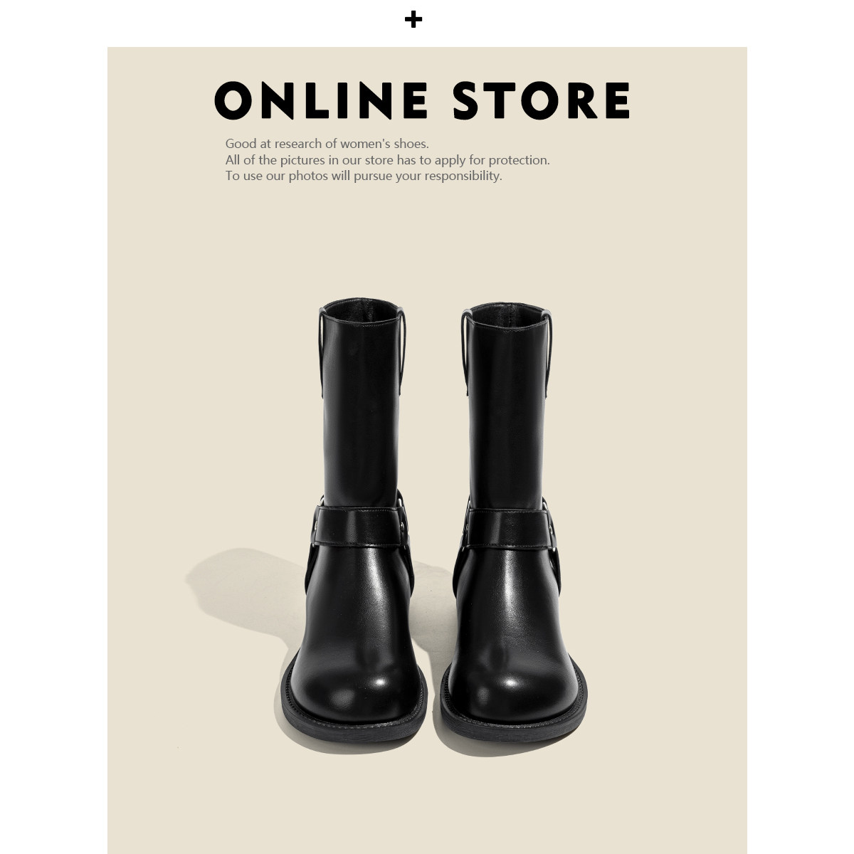 老师傅手工定制真皮厚底英伦风马丁靴女粗跟复古皮带扣短靴骑士靴