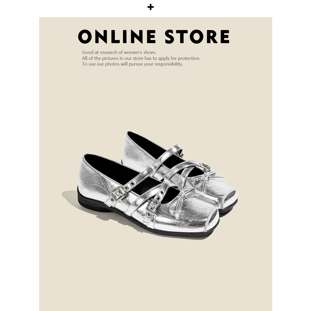 真皮版！方头银色芭蕾舞鞋女春浅口蝴蝶结复古玛丽珍鞋平底单鞋