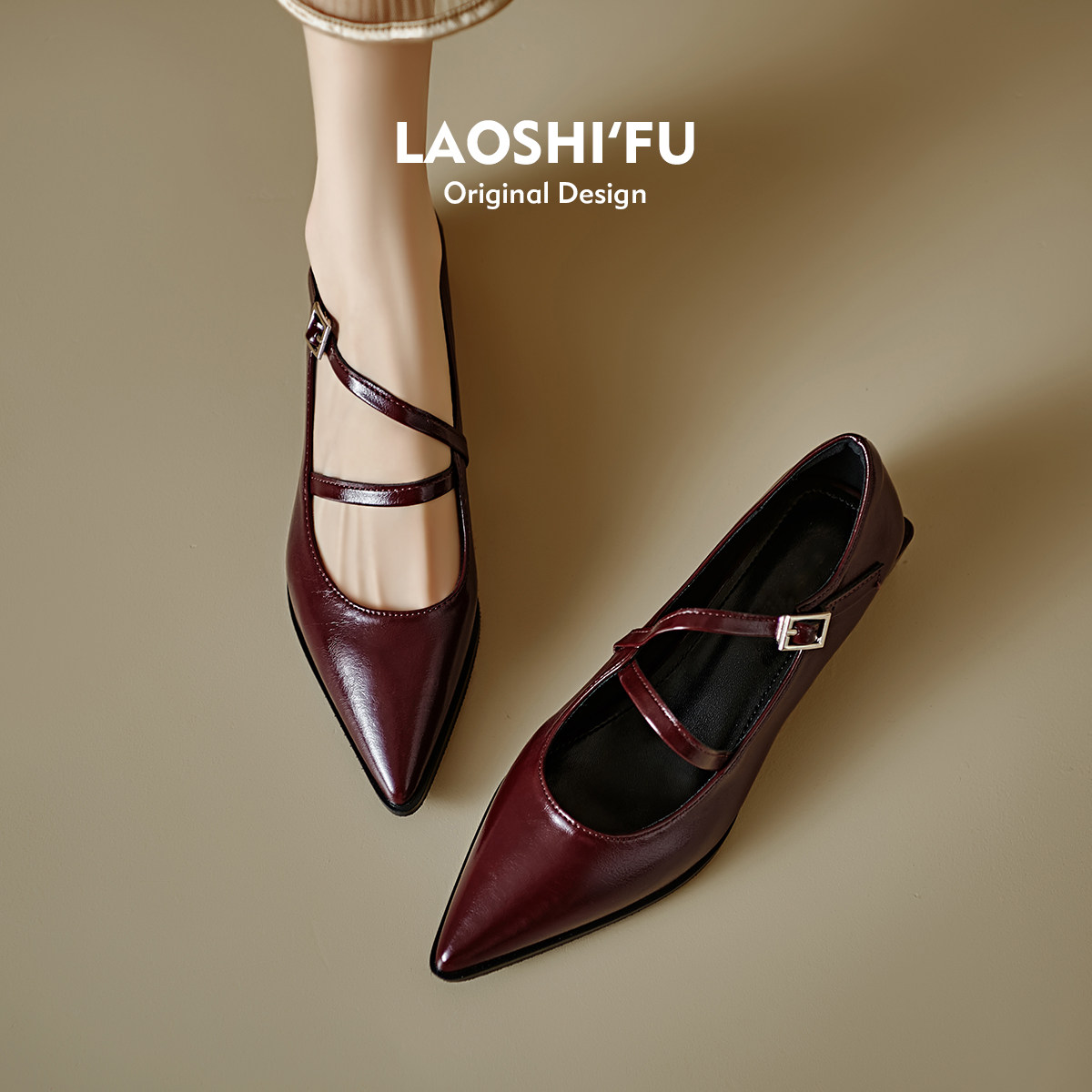 羊皮版！法式尖头粗跟玛丽珍单鞋女春新款复古不累脚小皮鞋高跟鞋