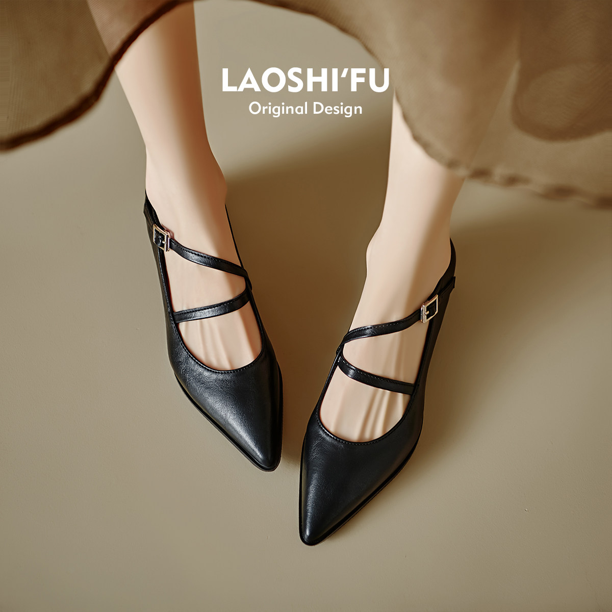 羊皮版！法式尖头粗跟玛丽珍单鞋女春新款复古不累脚小皮鞋高跟鞋