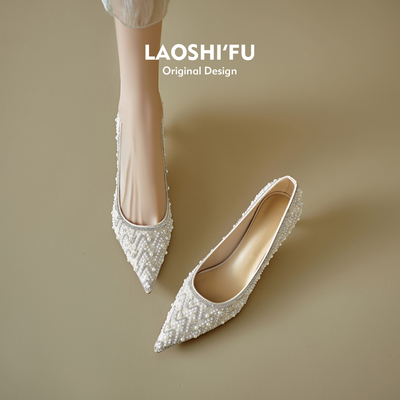 2025新款水钻珍珠细跟高跟鞋婚鞋