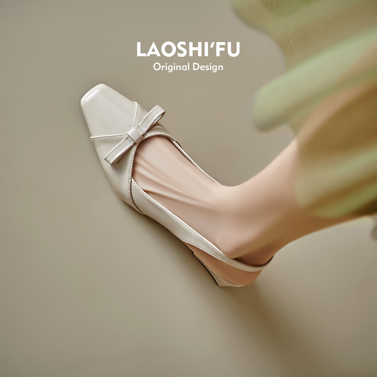 羊皮版！法式蝴蝶结粗跟包头凉鞋女夏季新款仙女风温柔配裙子单鞋