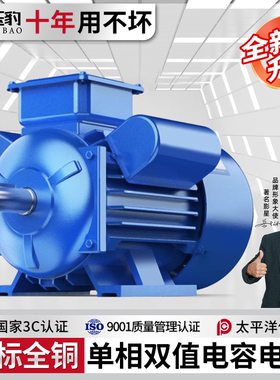 大马力 单相电机220V小型0.55/0.75/1.1/1.5/2.2/3/4KW全铜电动机