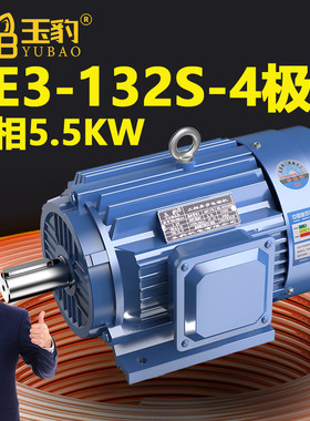 132S-4极全新YE3系列三相异步电动机国标5.5KW电机380V三相全铜