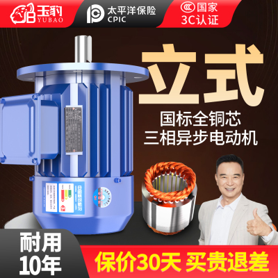 立式全铜三相异步电动机0.75/1.1/1.5/2.2/3/4/5.5KW电机380V三相