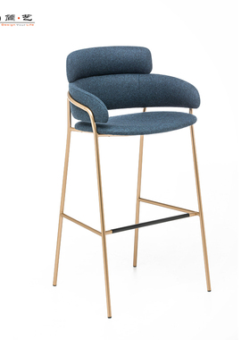 简艺 经典款金属吧椅工业风布艺吧台椅异形水吧椅Strike Barstool