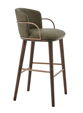 简艺现代简约金属固定脚款酒吧吧椅布艺真皮吧台椅Arven Barstool