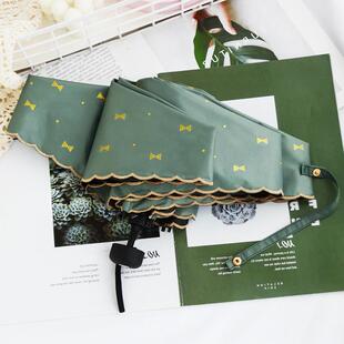 烫金蝴蝶结雨伞女小巧便携晴雨两用单人五折叠太阳伞防晒防紫外线