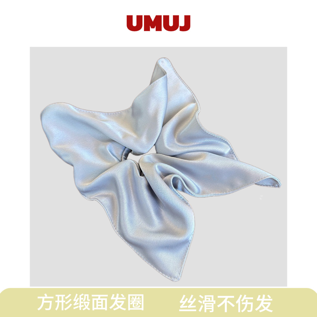 UMUJ缎面方形大肠发圈方巾慵懒感