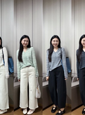 丽的城6170镂空V领长袖针织衫开衫