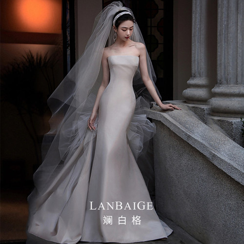 气质缎面鱼尾修身复古显瘦礼服